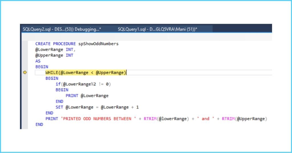 How do you debug SQL procedures